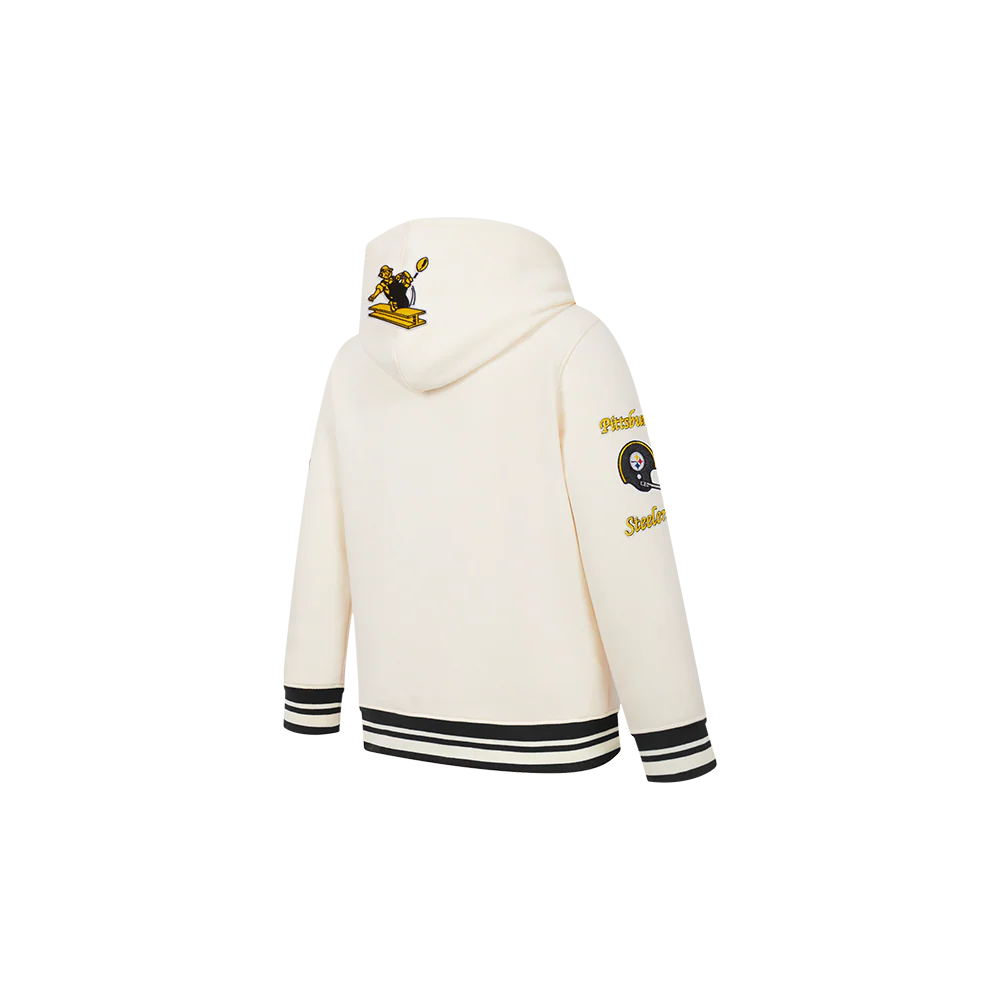NFL PITTSBURGH STEELERS RETRO CLASSICS TODDLER BOY'S RIB FLEECE PO HOODIE (EGGSHELL/ BLACK) - Image 4