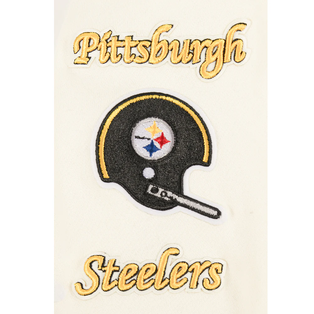 NFL PITTSBURGH STEELERS RETRO CLASSICS TODDLER BOY'S RIB FLEECE PO HOODIE (EGGSHELL/ BLACK) - Image 6
