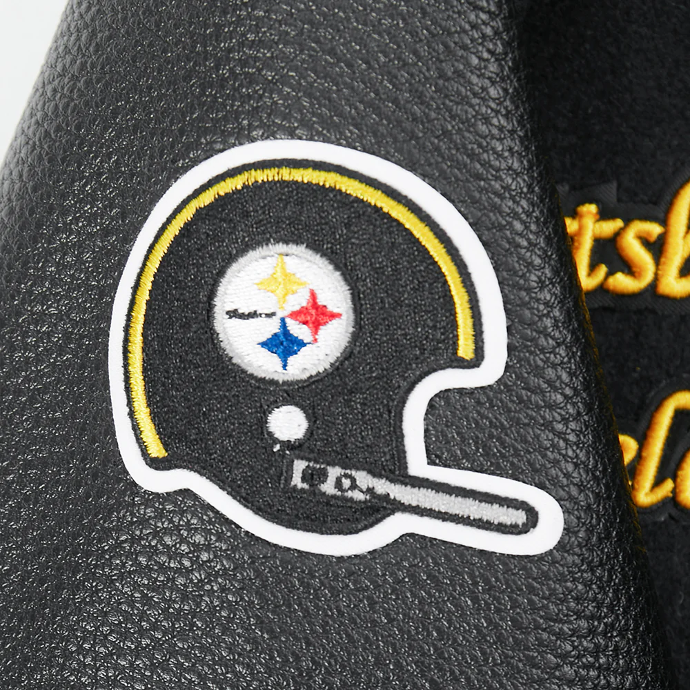 NFL PITTSBURGH STEELERS RETRO CLASSIC TODDLER BOYS RIB WOOL VARSITY JACKET (BLACK/YELLOW) - Image 9