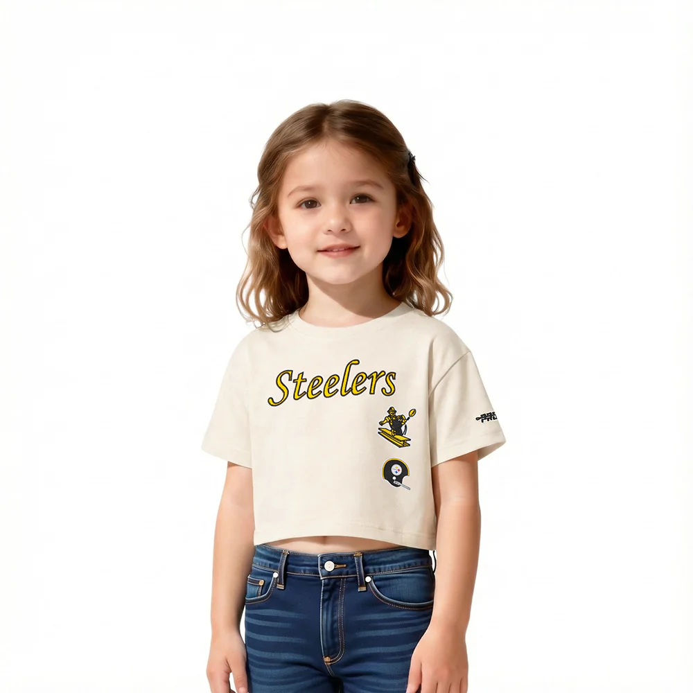 NFL PITTSBURGH STEELERS RETRO CLASSIC TODDLER GIRL'S SS BOXY TEE (EGGSHELL)