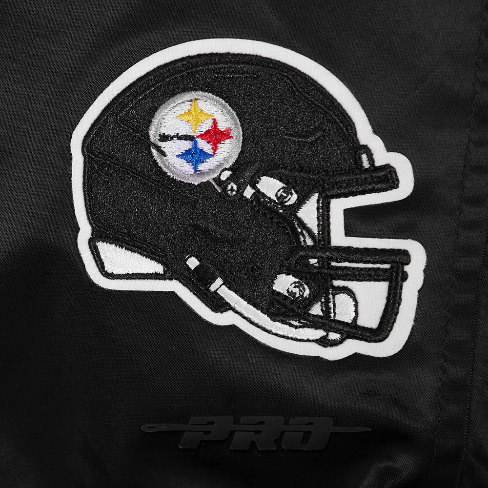 NFL PITTSBURGH STEELERS MASHUP WOMEN'S RIB SATIN JACKET (BLACK/YELLOW) - Image 10