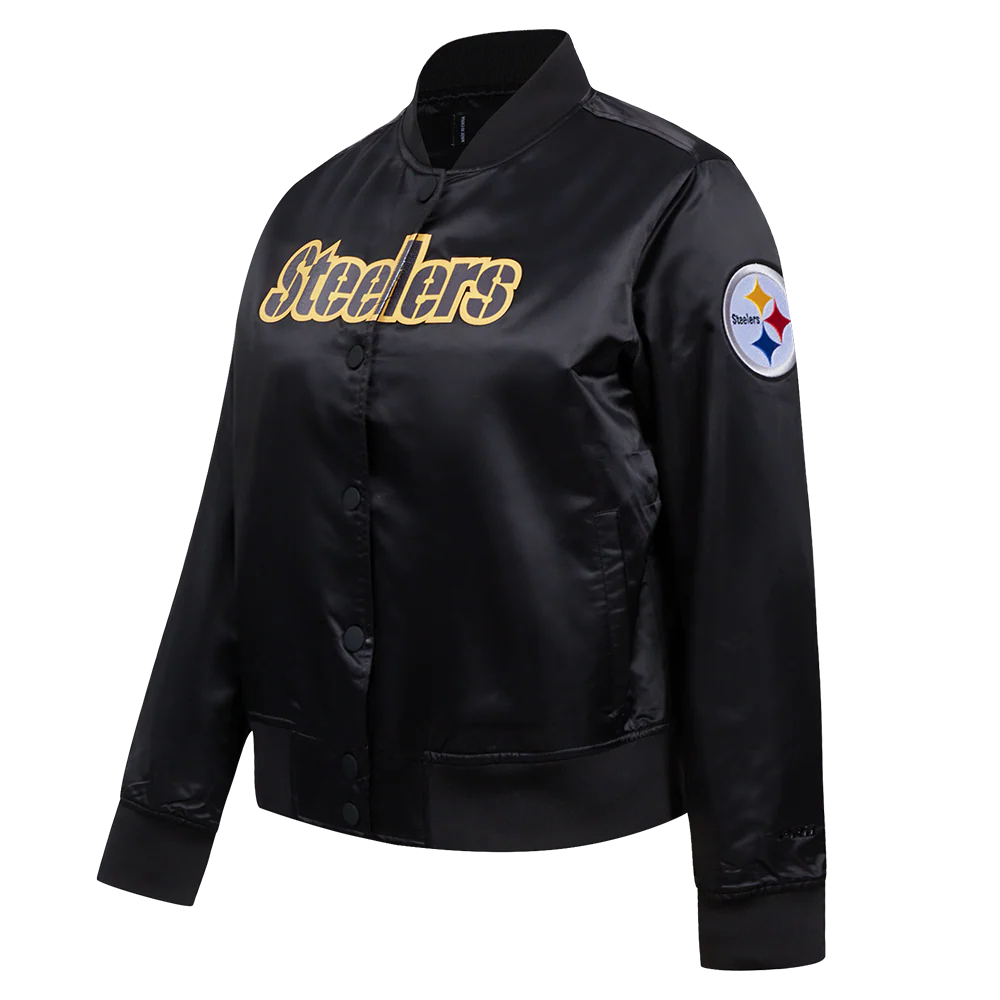 NFL PITTSBURGH STEELERS CLASSIC WOMEN'S SATIN JACKET (BLACK) - Image 2