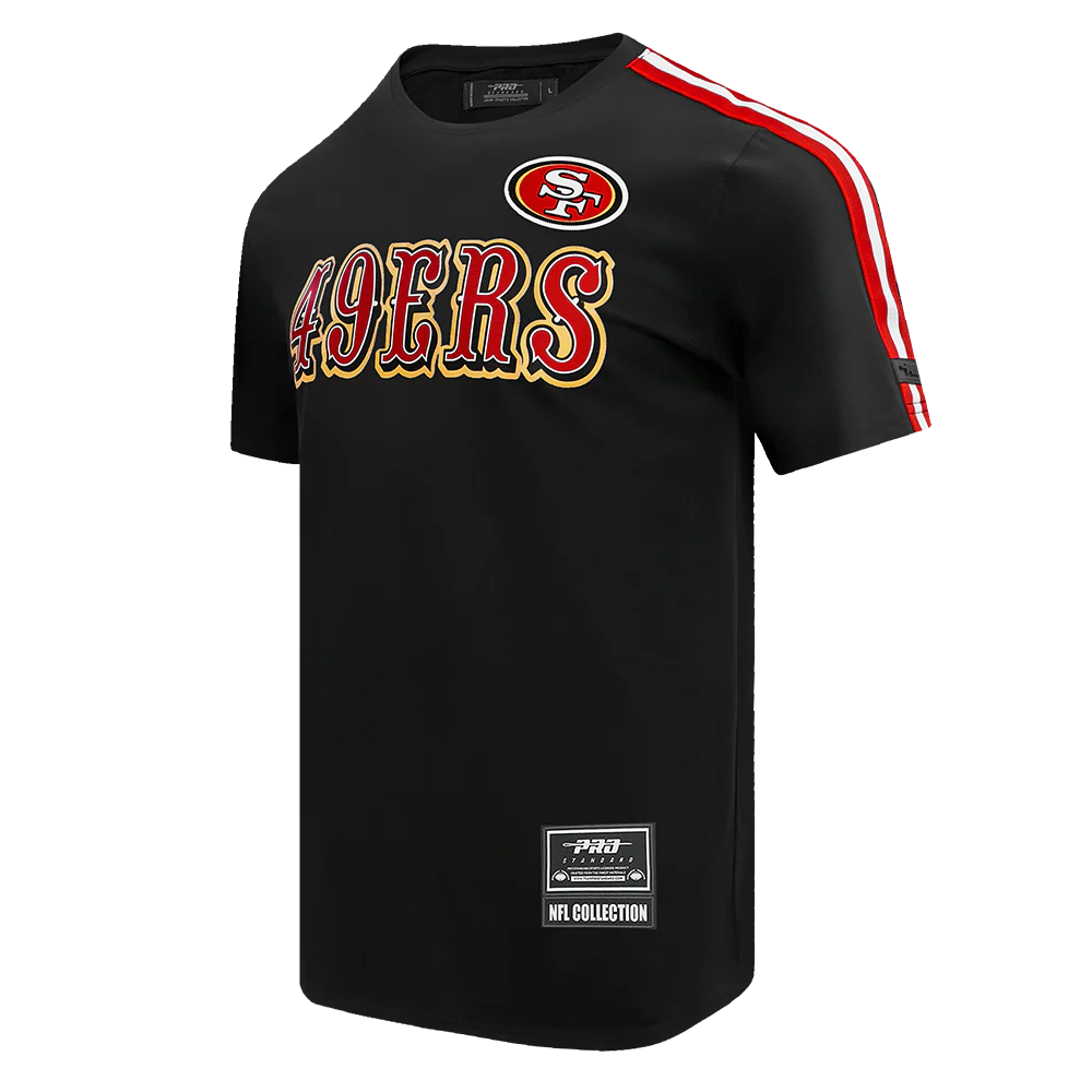 NFL SAN FRANCISCO 49ERS CLASSIC MESH STRIPED MEN'S TEE (BLACK/RED) - Image 2