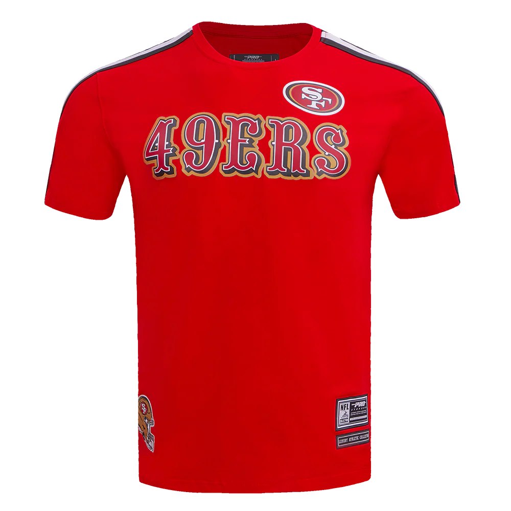 NFL SAN FRANCISCO 49ERS CLASSIC MESH STRIPED MEN'S TEE (RED/BLACK)