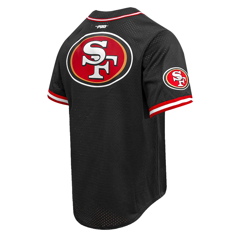 NFL SAN FRANCISCO 49ERS CLASSIC MEN'S MESH BUTTON DOWN JERSEY (BLACK/RED) - Image 7