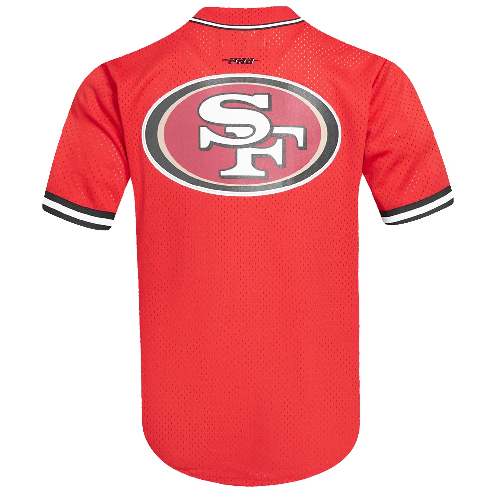 NFL SAN FRANCISCO 49ERS CHRISTIAN McCAFFREY #23 MEN'S MESH BUTTON DOWN (RED/BLACK) - Image 3