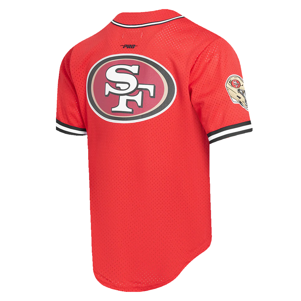 NFL SAN FRANCISCO 49ERS CHRISTIAN McCAFFREY #23 MEN'S MESH BUTTON DOWN (RED/BLACK) - Image 4