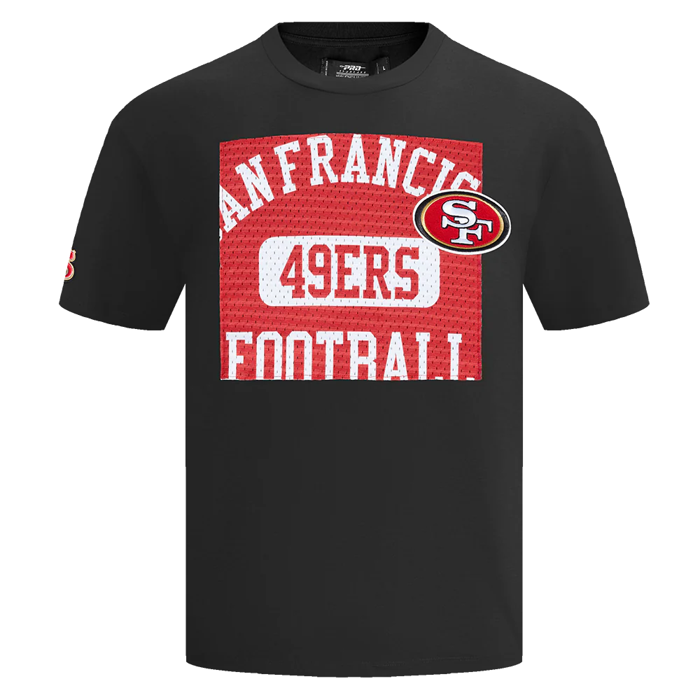 NFL SAN FRANCISCO 49ERS MADE TO PLAY MEN'S COTTON JERSEY DROP SHOULDER TEE (BLACK)