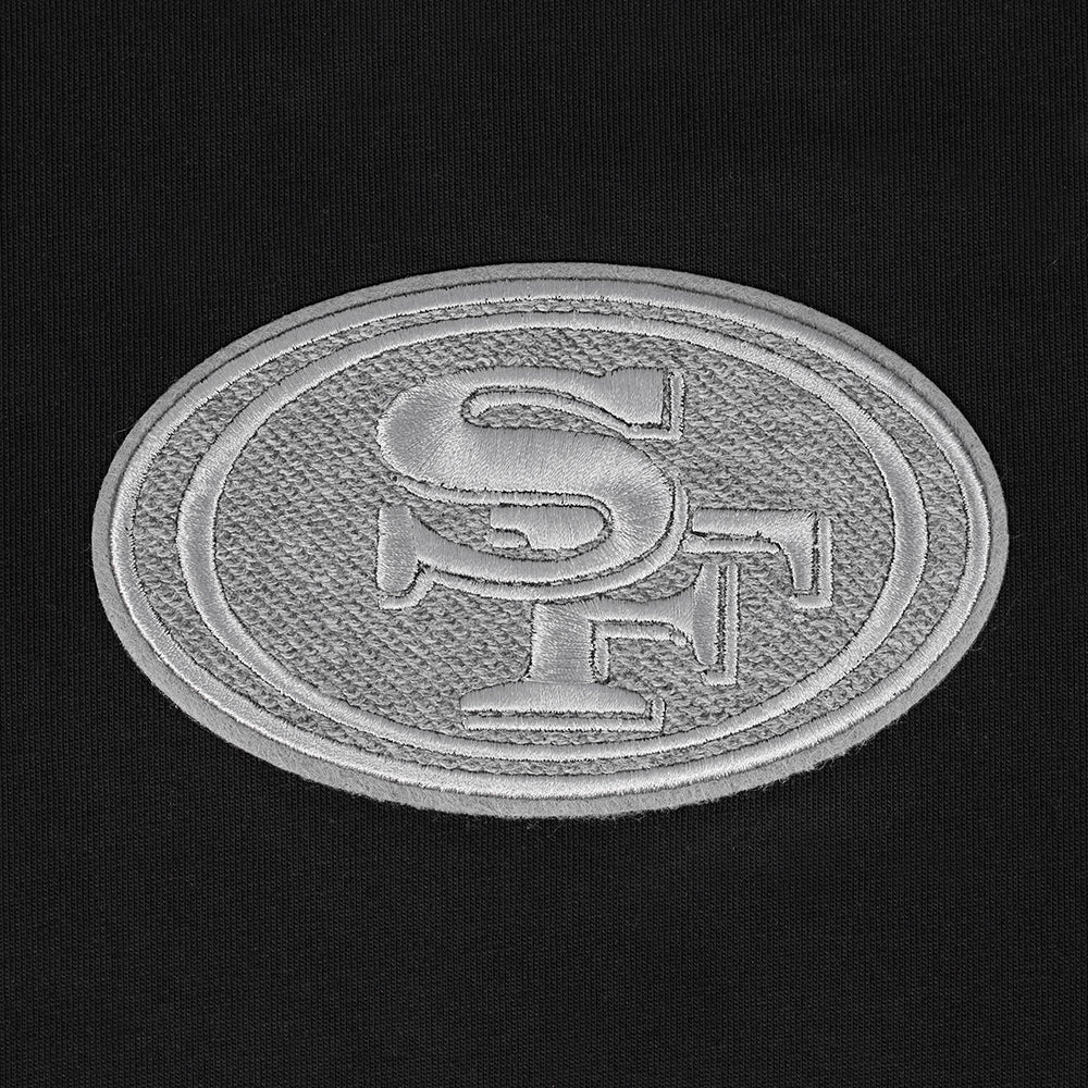 NFL SAN FRANCISCO 49ERS REVERSE FRENCH TERRY MEN'S COTTON JERSEY DROP SHOULDER TEE (BLACK) - Image 5