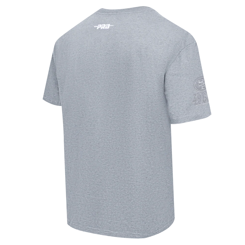 NFL SAN FRANCISCO 49ERS REVERSE FRENCH TERRY MEN'S COTTON JERSEY DROP SHOULDER TEE (DARK HEATHER GRAY) - Image 4
