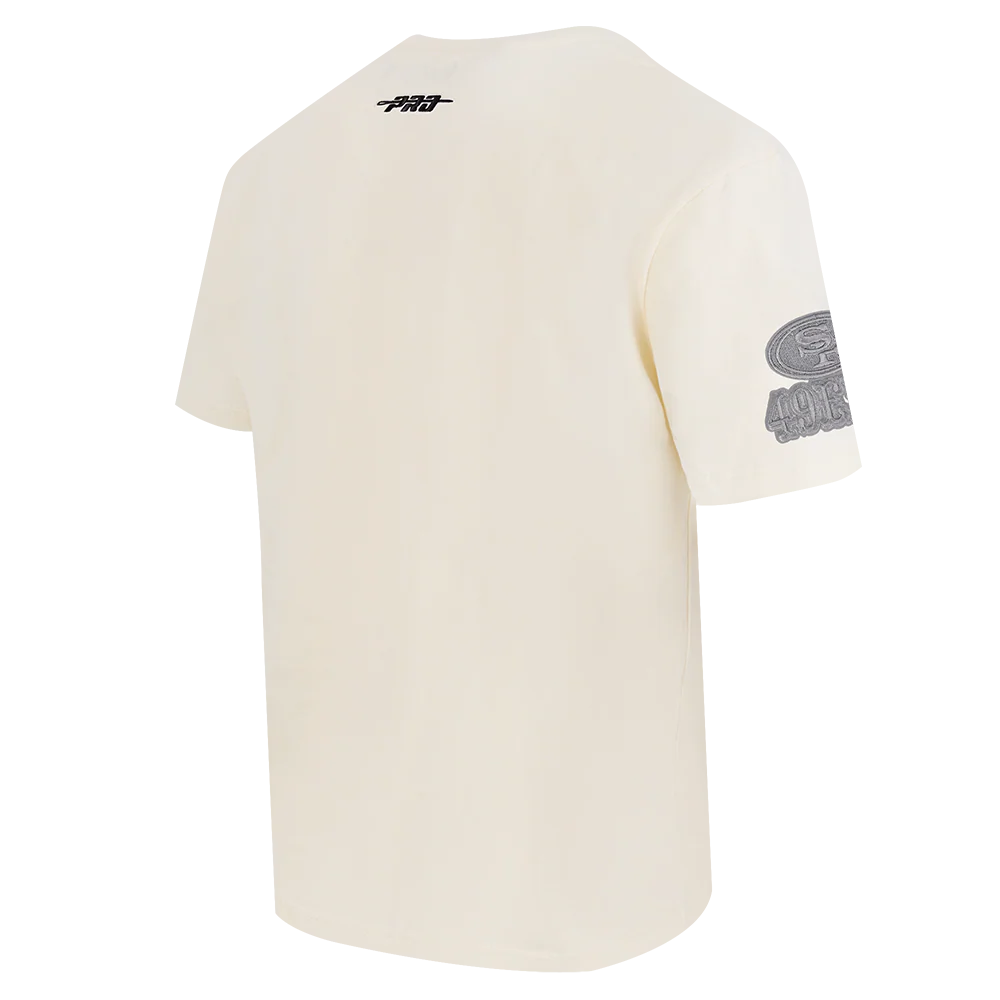 NFL SAN FRANCISCO 49ERS REVERSE FRENCH TERRY MEN'S COTTON JERSEY DROP SHOULDER TEE (EGGSHELL) - Image 4