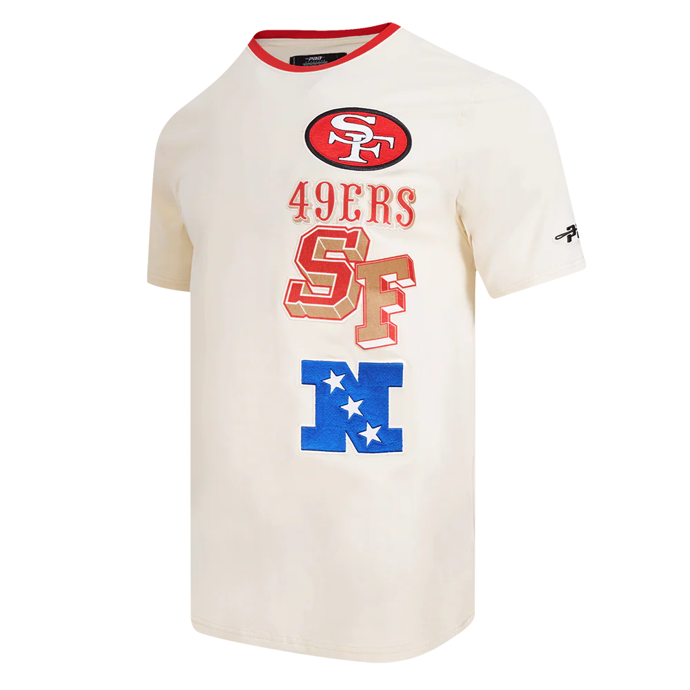 NFL SAN FRANCISCO 49ERS RETRO CASCADE MEN'S RINGER TEE (EGGSHELL/ RED) - Image 2