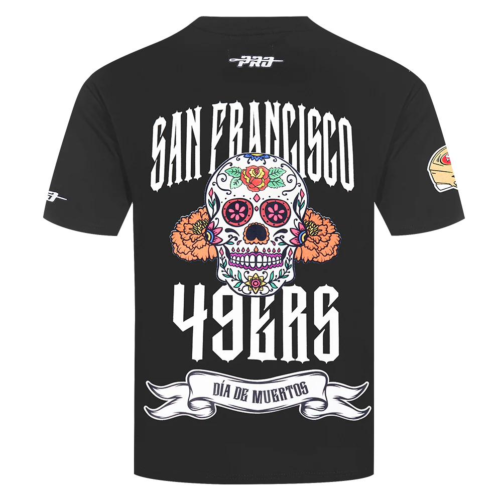 NFL SAN FRANCISCO 49ERS RIB CAGE MEN'S COTTON JERSEY DROP SHOULDER TEE (BLACK) - Image 4