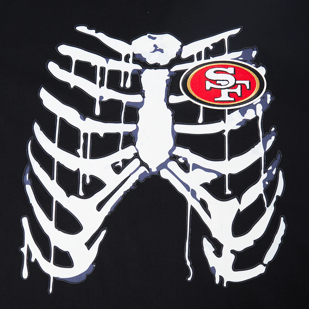 NFL SAN FRANCISCO 49ERS RIB CAGE MEN'S COTTON JERSEY DROP SHOULDER TEE (BLACK) - Image 7