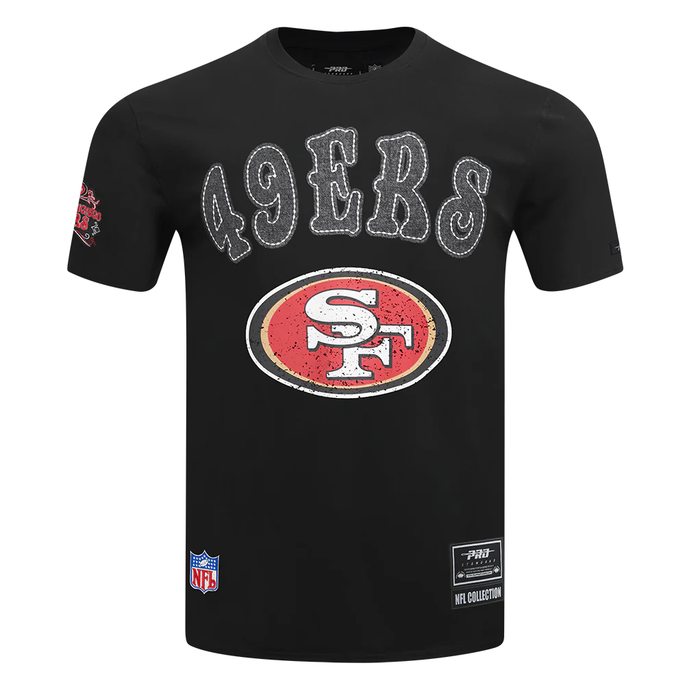 NFL SAN FRANCISCO 49ERS REBEL ATHLETICS STACKED LOGO MEN'S SJ TEE (BLACK)