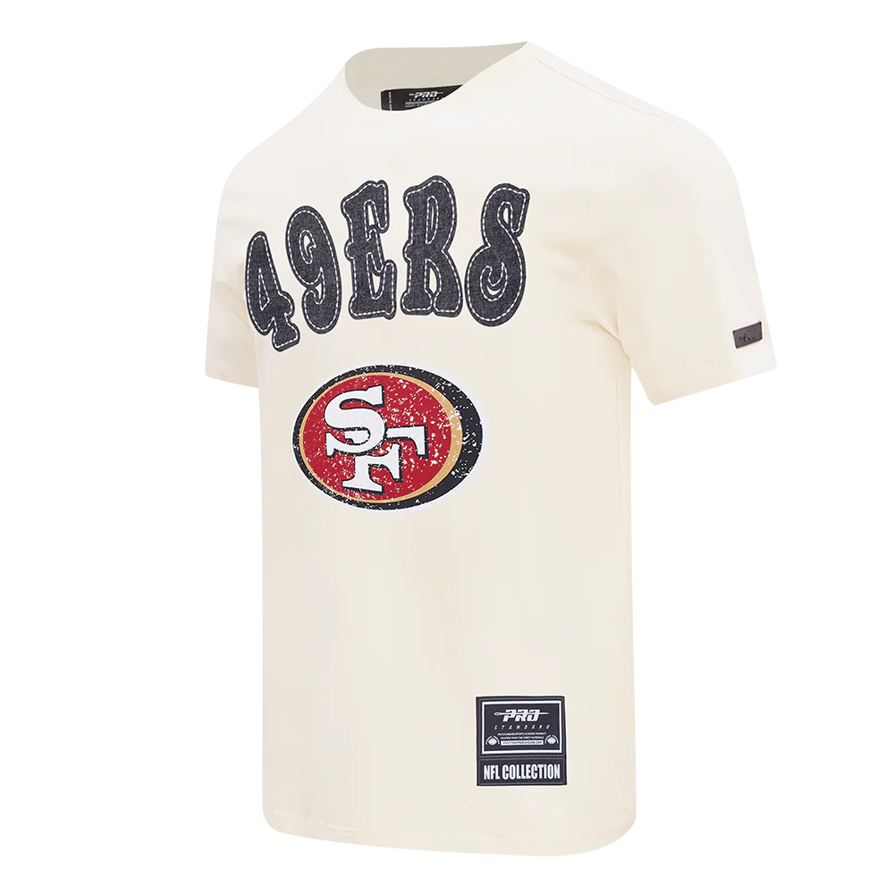 NFL SAN FRANCISCO 49ERS REBEL ATHLETICS STACKED LOGO MEN'S SJ TEE (EGGSHELL) - Image 4