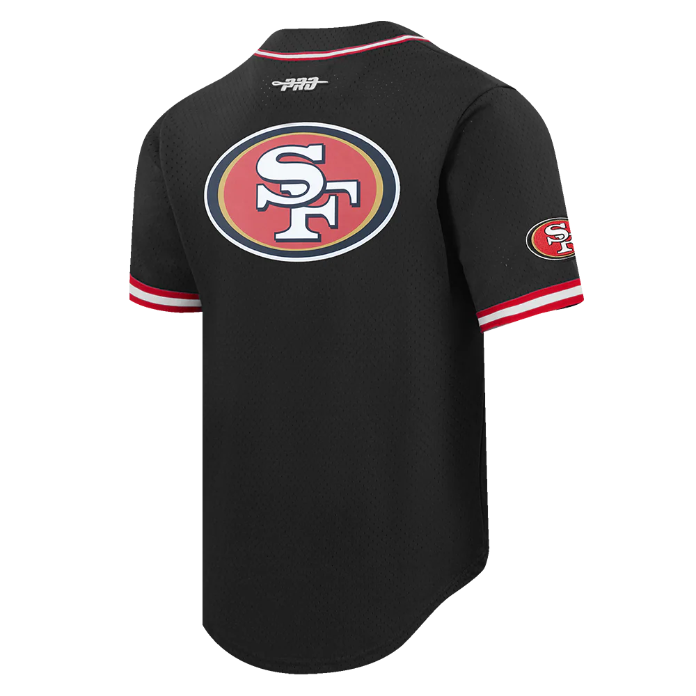 NFL SAN FRANCISCO 49ERS BROCK PURDY #13 CLASSIC MESH PNN MEN'S MESH BUTTON DOWN SHIRT (BLACK/RED) - Image 4