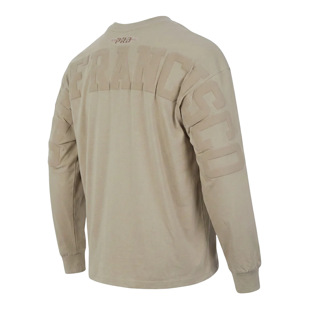 NFL SAN FRANCISCO 49ERS WINGSPAN MEN'S DROP SHOULDER LS TEE (TAUPE) - Image 4