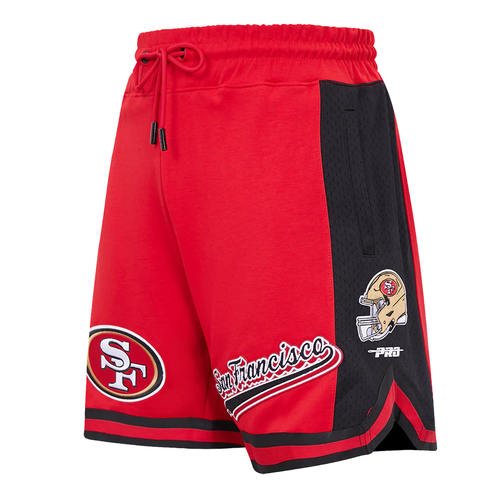 NFL SAN FRANCISCO 49ERS SCRIPT TAIL MEN'S DOUBLE KNIT 2.0 SHORT (RED/BLACK)