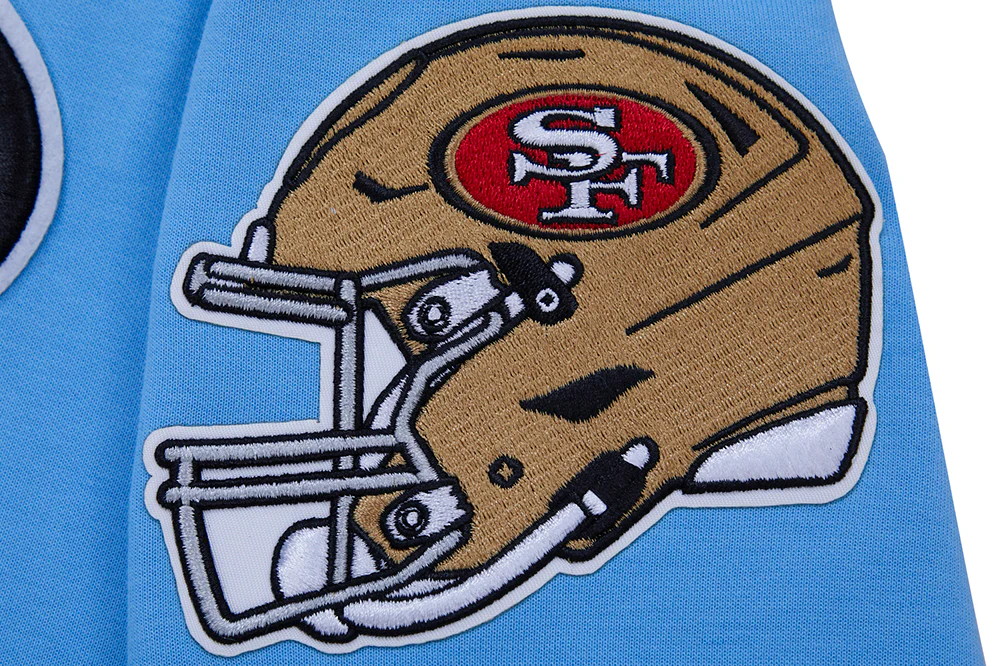 NFL SAN FRANCISCO 49ERS CLASSIC CHENILLE DOUBLE KNIT PULLOVER HOODIE (UNIVERSITY BLUE) - Image 8