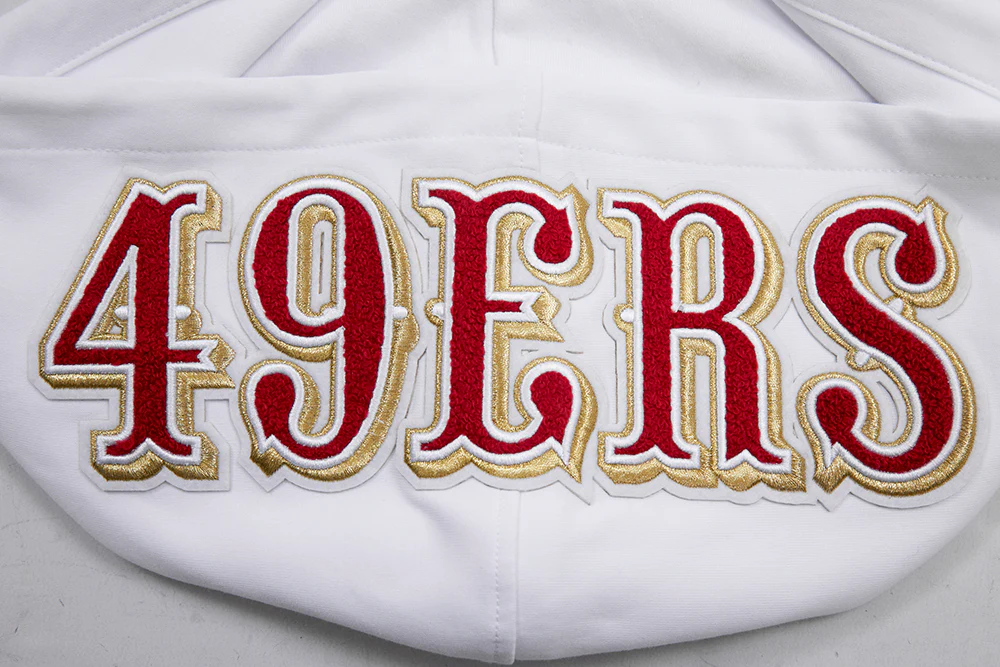 NFL SAN FRANCISCO 49ERS CLASSIC CHENILLE DOUBLE KNIT PULLOVER HOODIE (WHITE) - Image 5