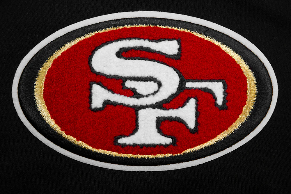 NFL SAN FRANCISCO 49ERS CLASSIC CHENILLE DOUBLE KNIT FULL ZIP HOODIE (BLACK) - Image 9