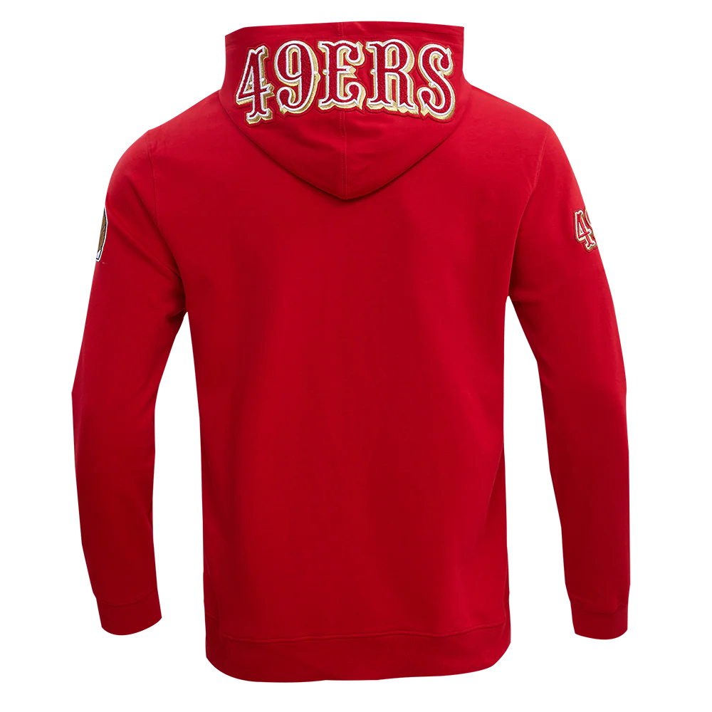 NFL SAN FRANCISCO 49ERS CLASSIC CHENILLE DOUBLE KNIT FULL ZIP HOODIE (RED) - Image 3