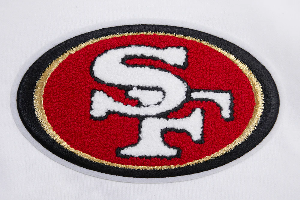 NFL SAN FRANCISCO 49ERS CLASSIC CHENILLE DOUBLE KNIT FULL ZIP HOODIE (WHITE) - Image 6