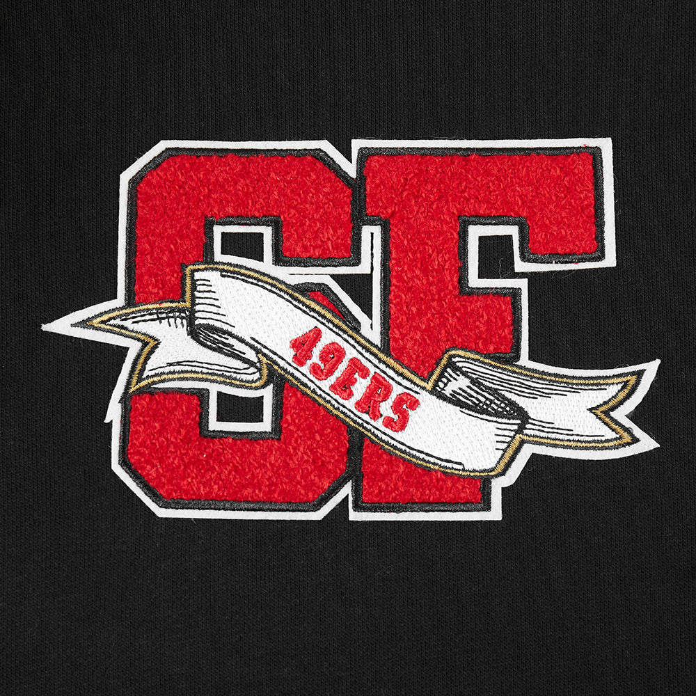 NFL SAN FRANCISCO 49ERS TEAM PENNANTS MEN'S RIB FLEECE PULLOVER HOODIE (BLACK/RED/BLACK) - Image 5