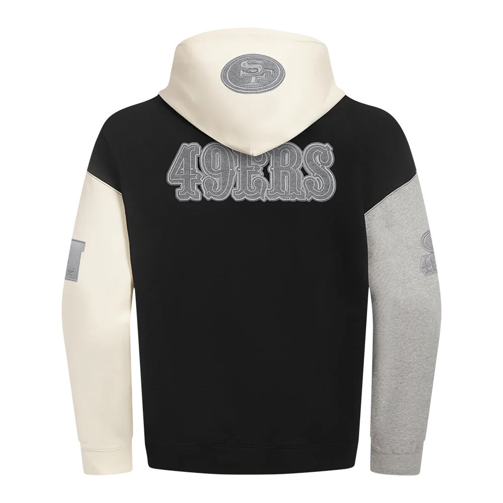 NFL SAN FRANCISCO 49ERS REVERSE FRENCH TERRY MEN'S COLOR BLOCK FLEECE PULLOVER HOODIE - Image 3