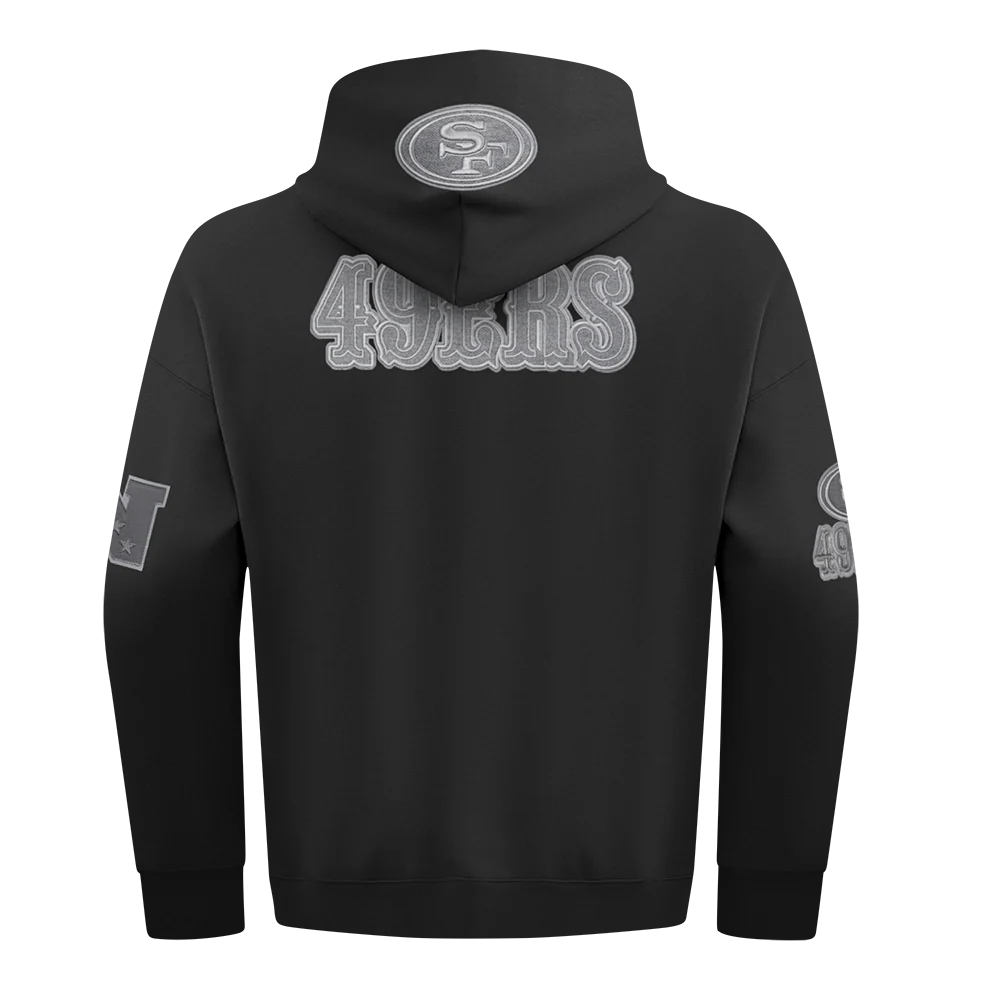 NFL SAN FRANCISCO 49ERS REVERSE FRENCH TERRY MEN'S DROP SHOULDER FLEECE PULLOVER HOODIE (BLACK) - Image 3