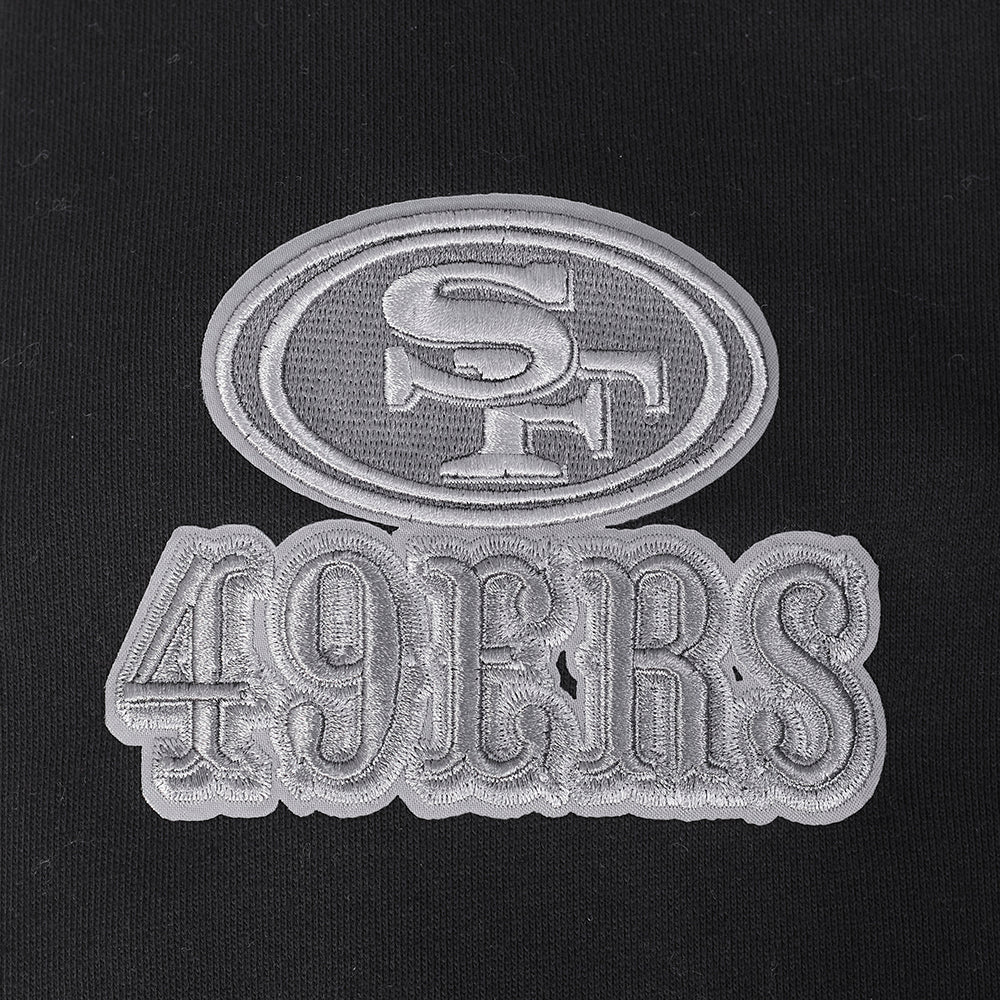 NFL SAN FRANCISCO 49ERS REVERSE FRENCH TERRY MEN'S DROP SHOULDER FLEECE PULLOVER HOODIE (BLACK) - Image 7