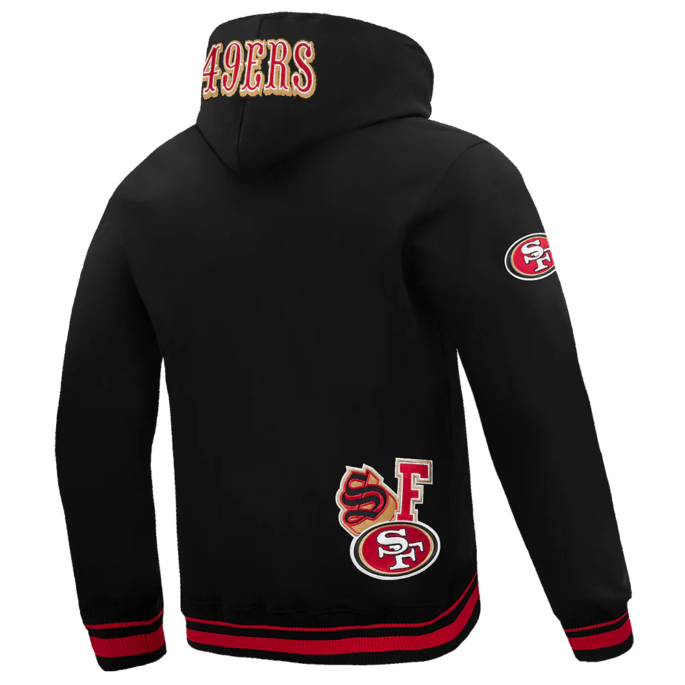 NFL SAN FRANCISCO 49ERS CITY RANSOM MEN'S RIB FLEECE PULLOVER HOODIE (BLACK/RED/BLACK) - Image 4