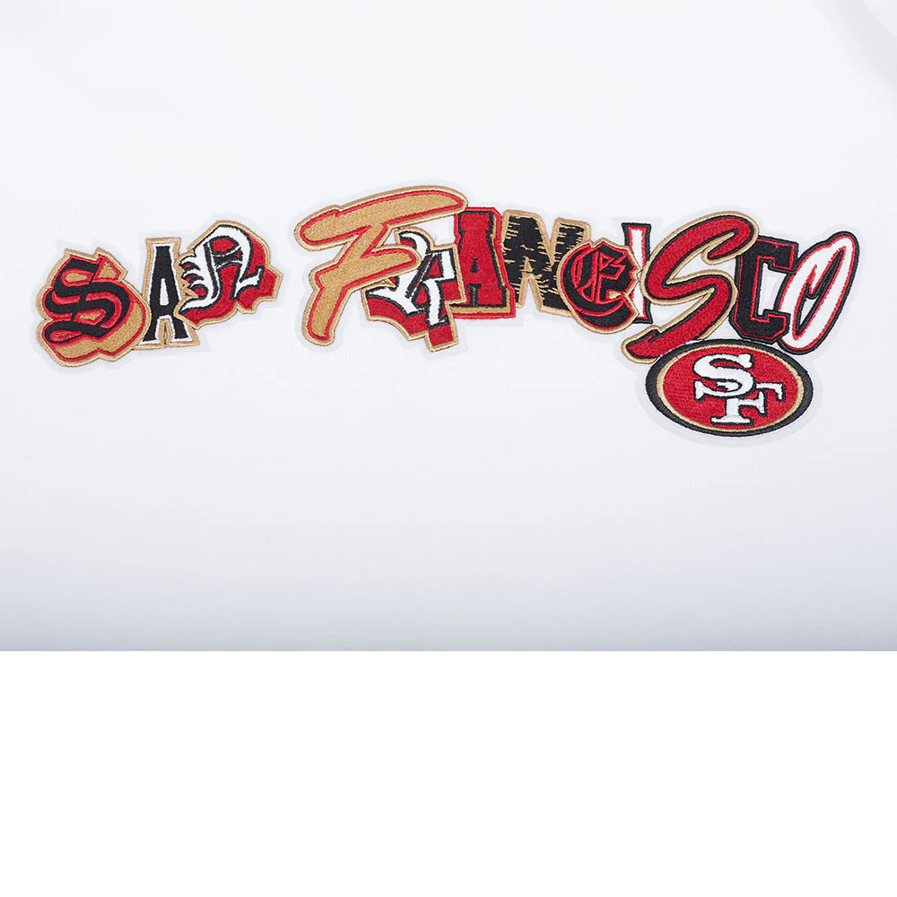 NFL SAN FRANCISCO 49ERS CITY RANSOM MEN'S RIB FLEECE PULLOVER HOODIE (WHITE/BLACK) - Image 5