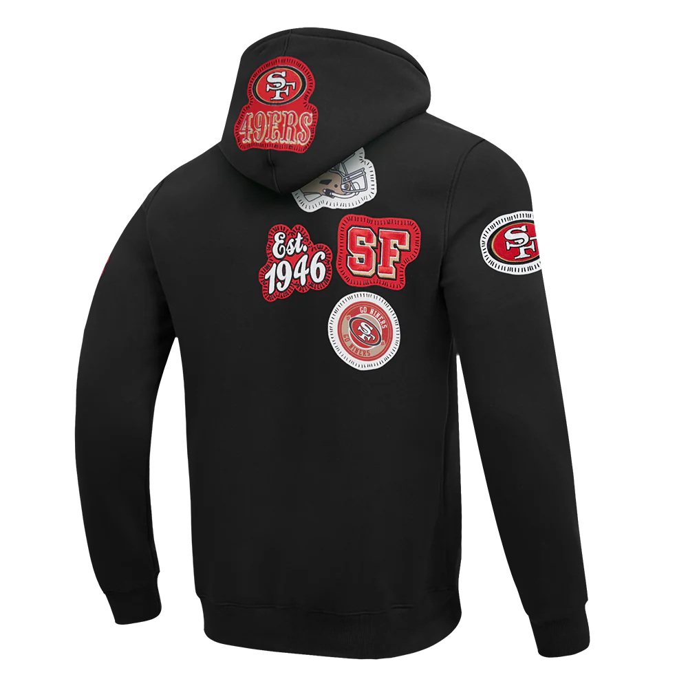 NFL SAN FRANCISCO 49ERS DIY PICK STITCH MEN'S DOUBLE KNIT PULLOVER HOODIE (BLACK) - Image 4