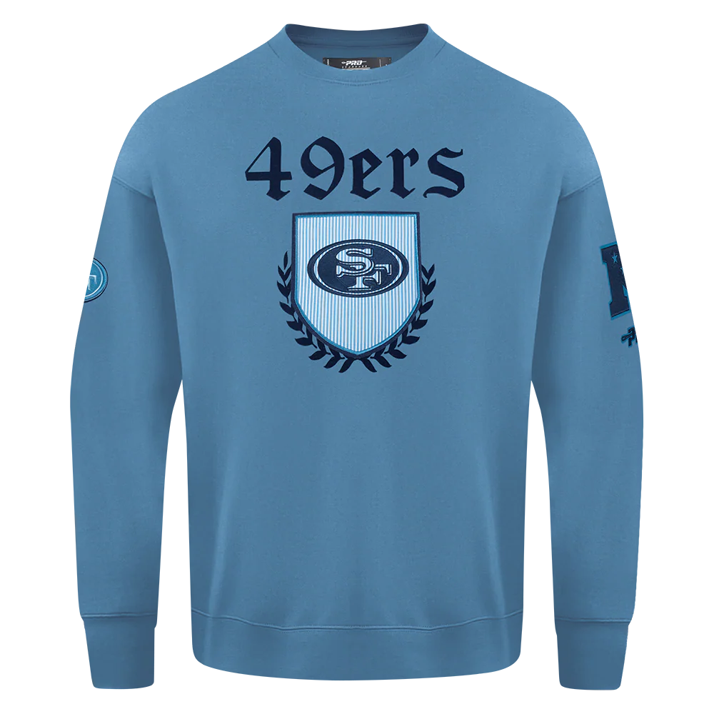 NFL SAN FRANCISCO 49ERS COUNTRY CLUB MEN'S DROP SHOULDER FLEECE CREWNECK (STEEL BLUE)