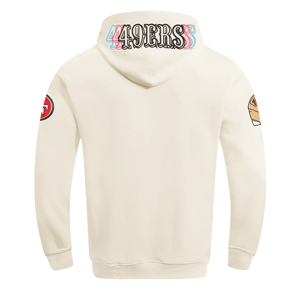 NFL SAN FRANCISCO 49ERS ECHO LOGO MEN'S FLEECE PULLOVER HOODIE (EGGSHELL) - Image 3