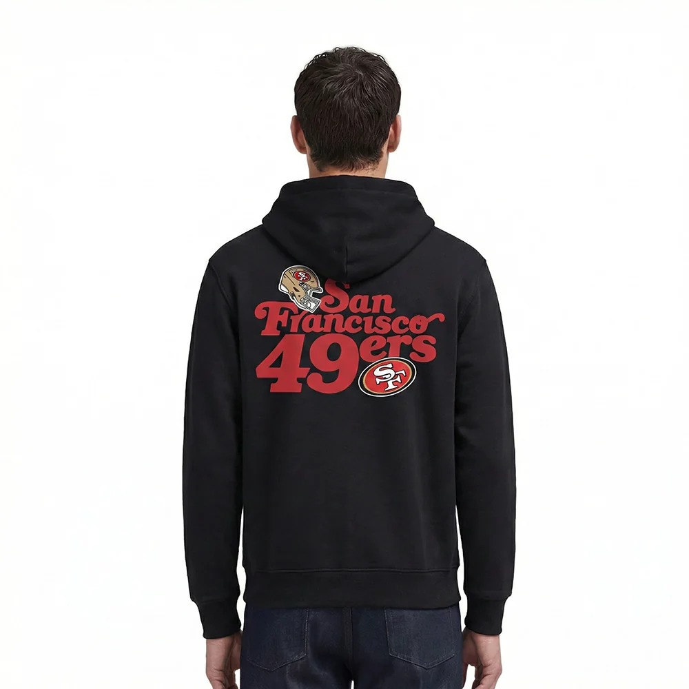 NFL SAN FRANCISCO 49ERS SOUVENIR MEN'S FLEECE PULLOVER HOODIE (BLACK) - Image 2