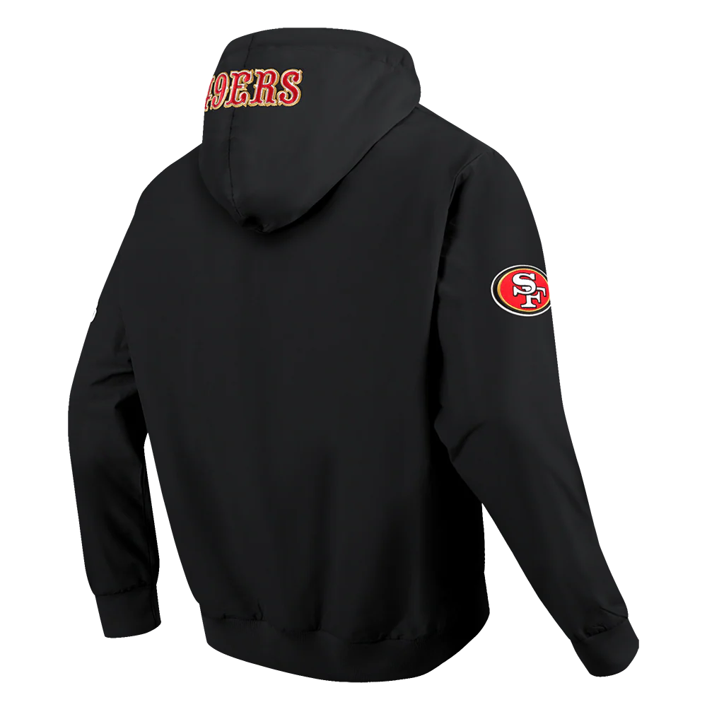 NFL SAN FRANCISCO 49ERS CLASSIC WIND SUIT MEN'S WOVEN FULL ZIP PULLOVER HOODIE (BLACK) - Image 4