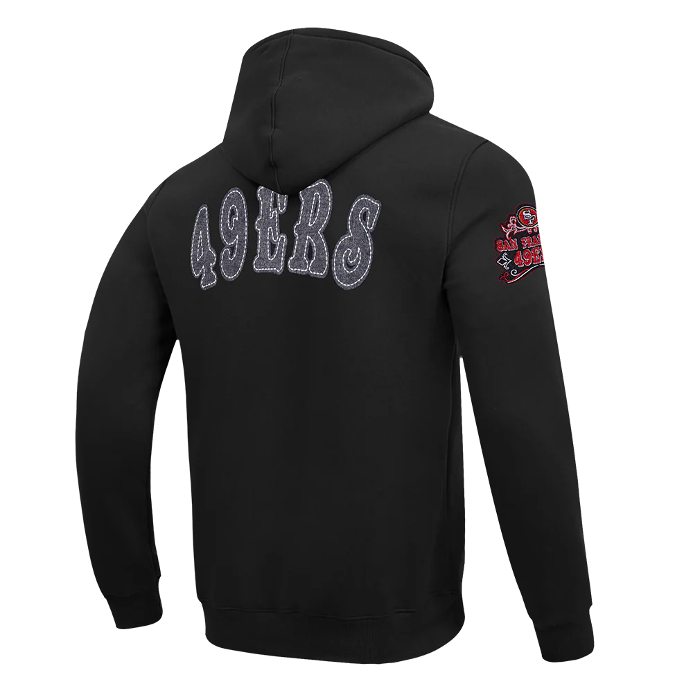 NFL SAN FRANCISCO 49ERS REBEL ATHLETICS MEN'S FLC PO HOODIE (BLACK) - Image 14