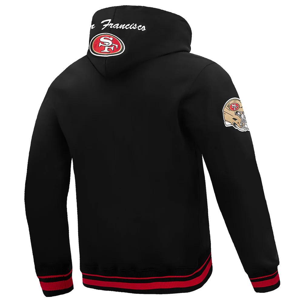 NFL SAN FRANCISCO 49ERS TEAM BADGE MEN'S RIB PO HOODIE (BLACK/RED/BLACK) - Image 8