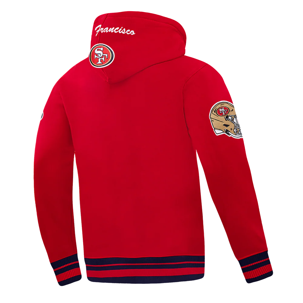 NFL SAN FRANCISCO 49ERS TEAM BADGE MEN'S RIB PO HOODIE (RED/BLACK) - Image 16