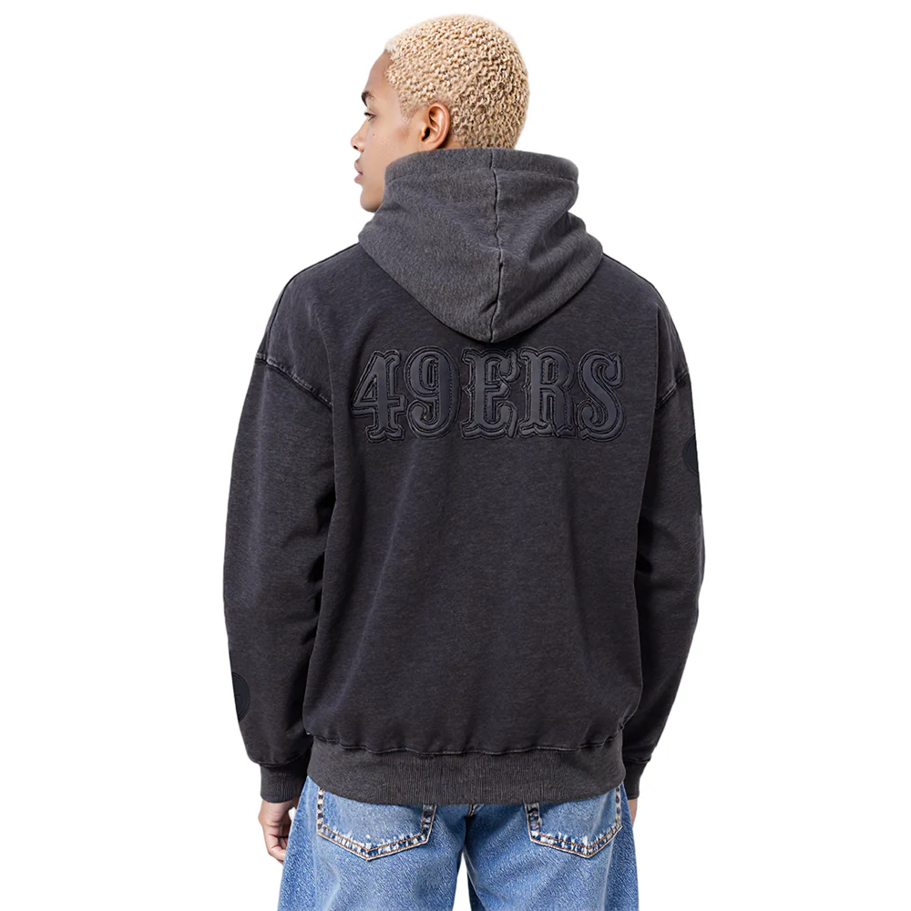NFL SAN FRANCISCO 49ERS WASHED VANGUARD MEN'S ENZYME WASH DROP SHOUL (WASHED BLACK) - Image 2