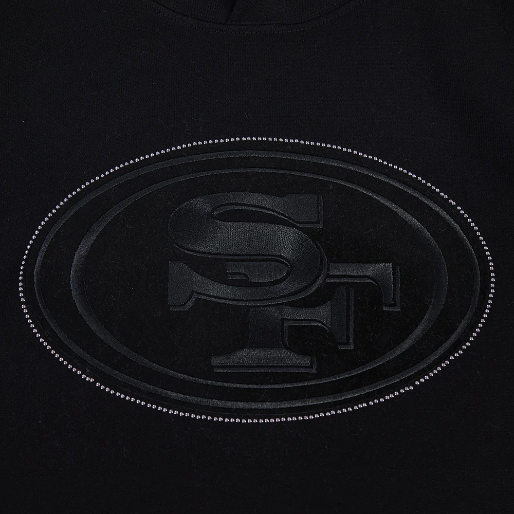NFL SAN FRANCISCO 49ERS BLACKOUT MEN'S DROP SHOULDER FLC PO HOODIE (BLACK) - Image 8