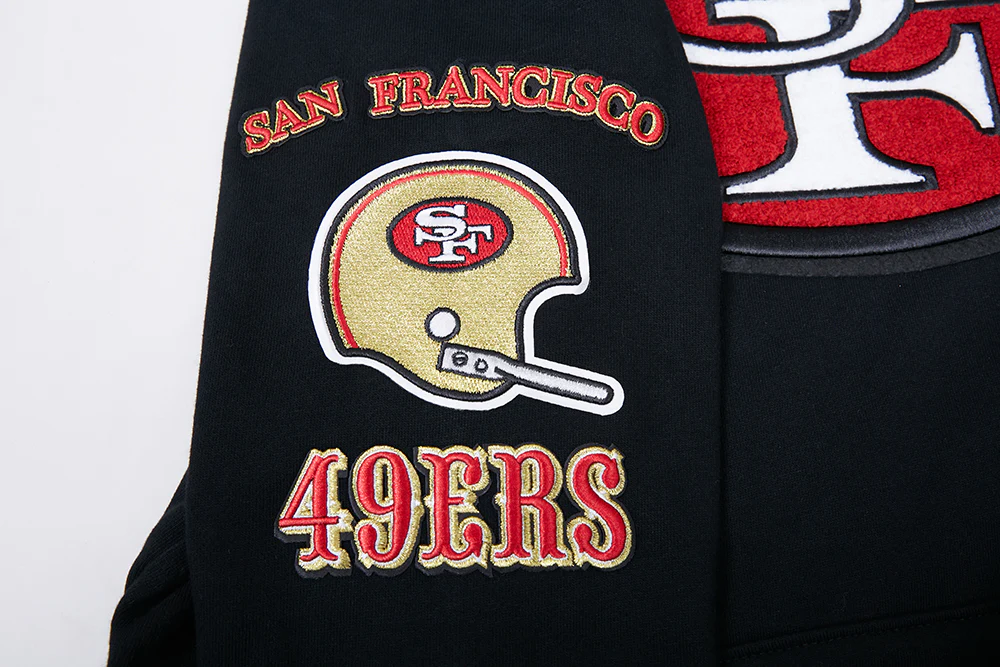 NFL SAN FRANCISCO 49ERS RETRO CLASSIC MEN'S PULLOVER HOODIE (BLACK/RED/BLACK) - Image 7