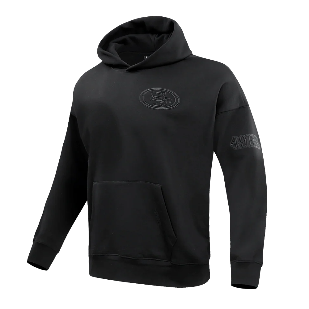 NFL SAN FRANCISCO 49ERS NEUTRAL DROP SHOULDER MEN'S PULLOVER HOODIE (BLACK) - Image 2