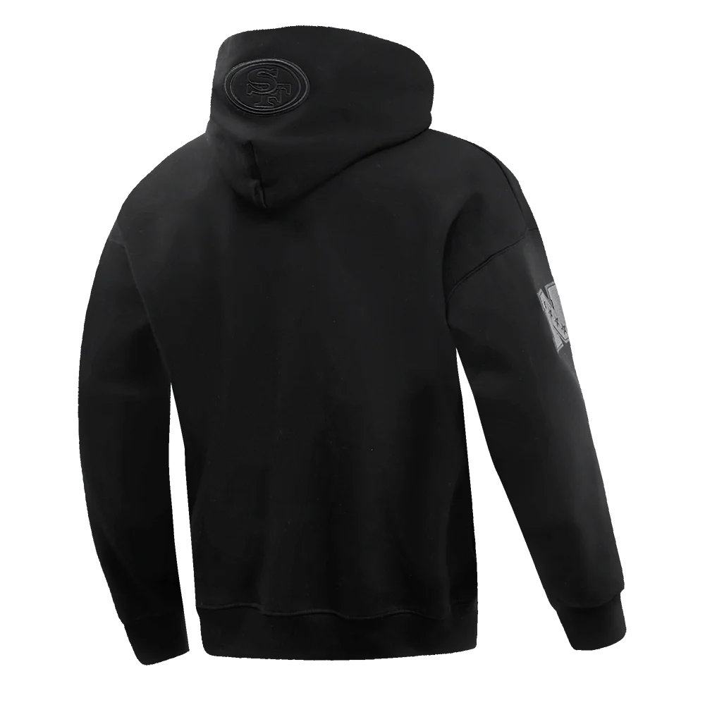 NFL SAN FRANCISCO 49ERS NEUTRAL DROP SHOULDER MEN'S PULLOVER HOODIE (BLACK) - Image 3