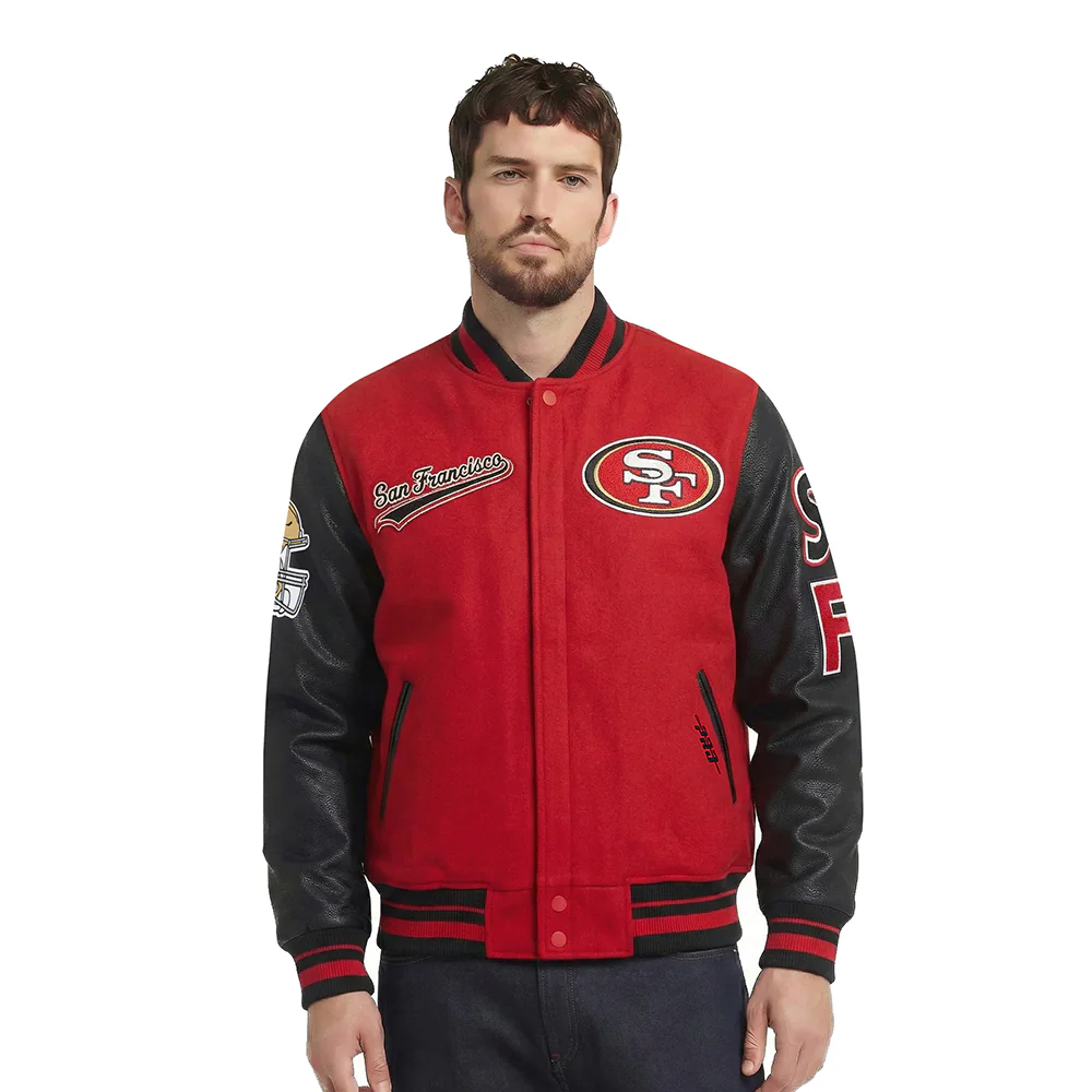 NFL SAN FRANCISCO 49ERS SCRIPT TAIL MEN'S RIB WOOL VARSITY (RED/BLACK)