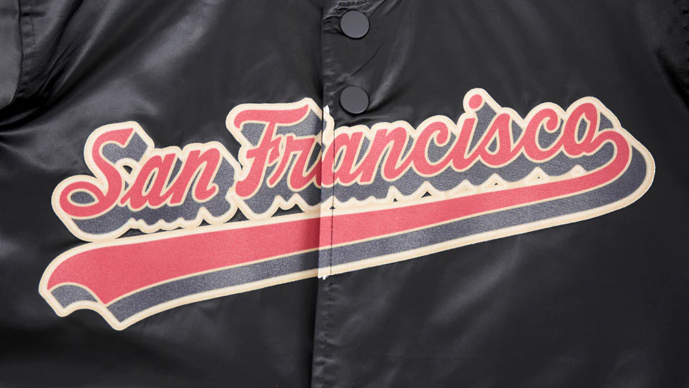 NFL SAN FRANCISCO 49ERS SCRIPT TAIL MEN'S SATIN JACKET (BLACK/RED/BLACK) - Image 13