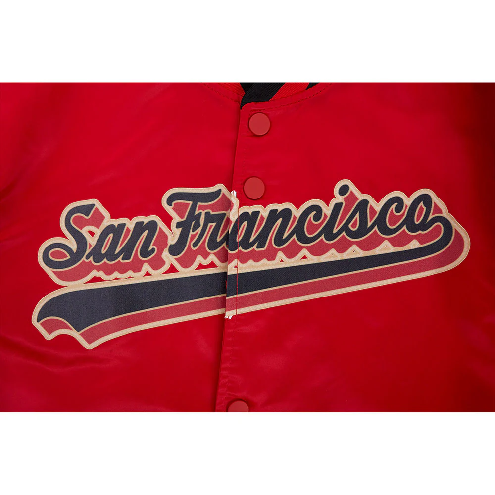 NFL SAN FRANCISCO 49ERS SCRIPT TAIL MEN'S SATIN JACKET (RED/BLACK) - Image 11